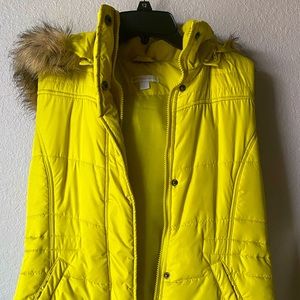 Yellow puffer vest